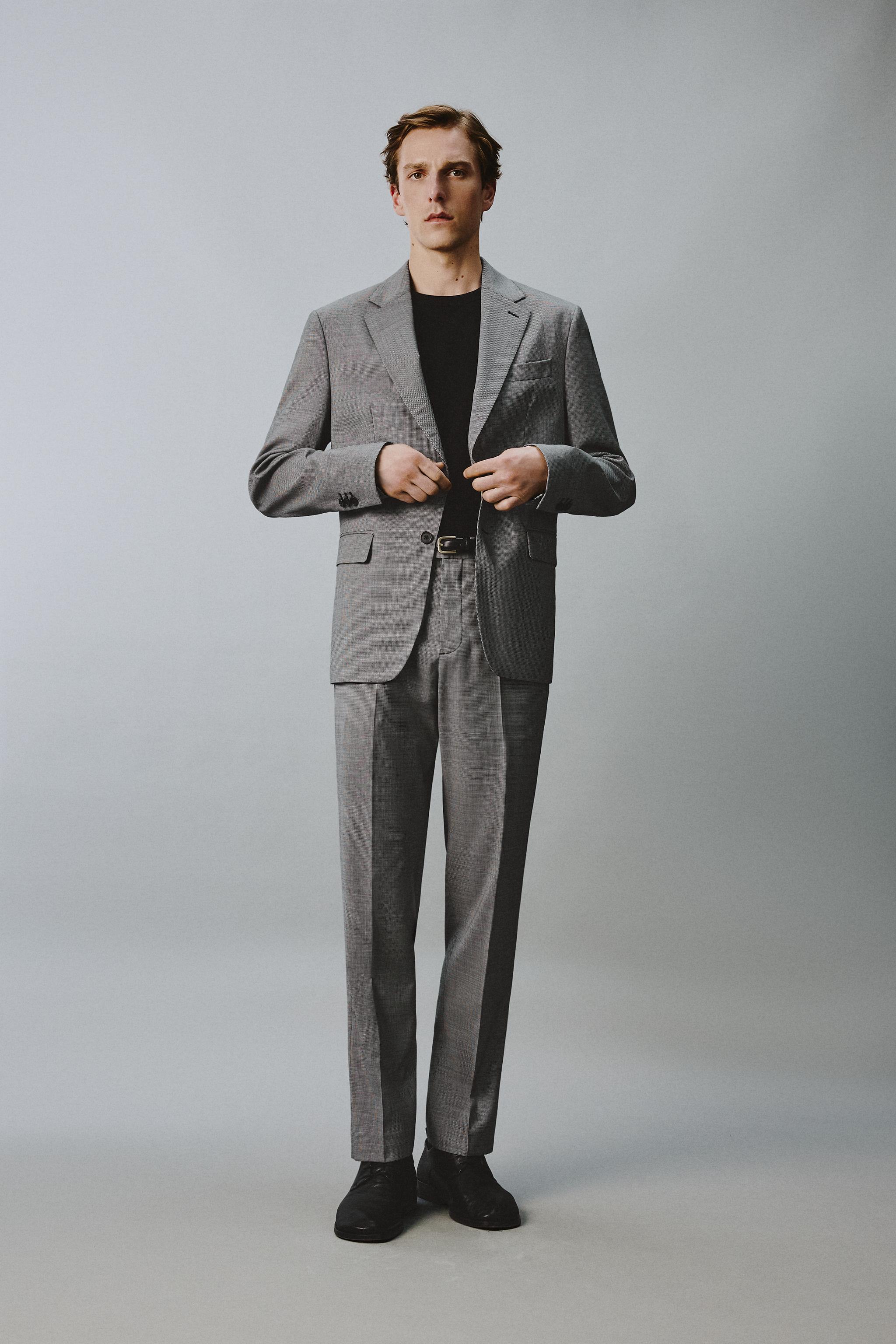 PLAID WOOL BLEND SUIT JACKET